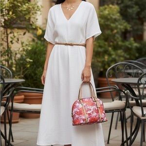 Coach Red and Pink Floral Satchel